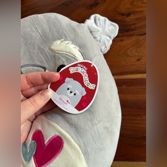 NWT Squishmallow Shaun the Schnauzer Dog 16" Gray Valentines Hearts Animal - Picture 2 of 7